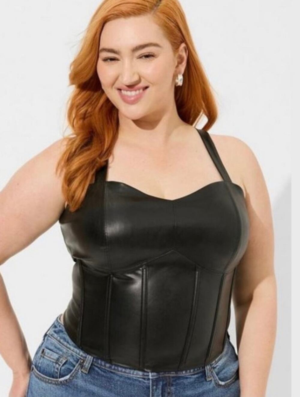 NWT Torrid Faux Leather Corset
Crop Top Size 3X Edgy Goth Biker Night Out